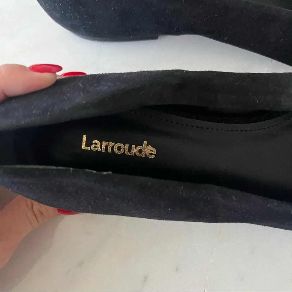 Larroude Lee Pompom Flat In Black Suede - Size 7.5 - Picture 4 of 6